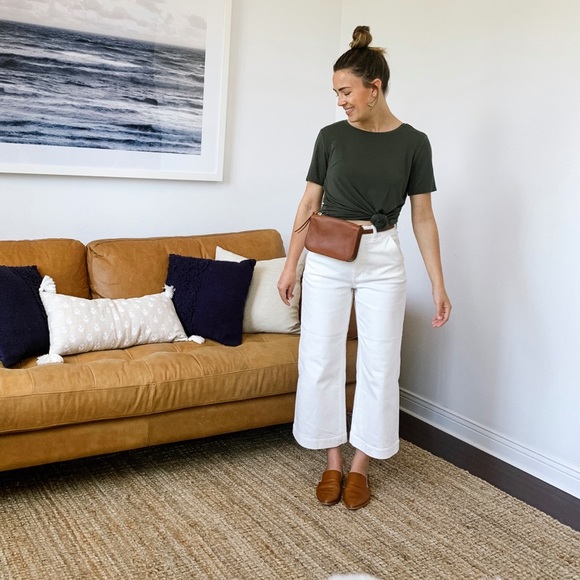 Madewell Pants - Madewell Emmett wide leg crop pant- white